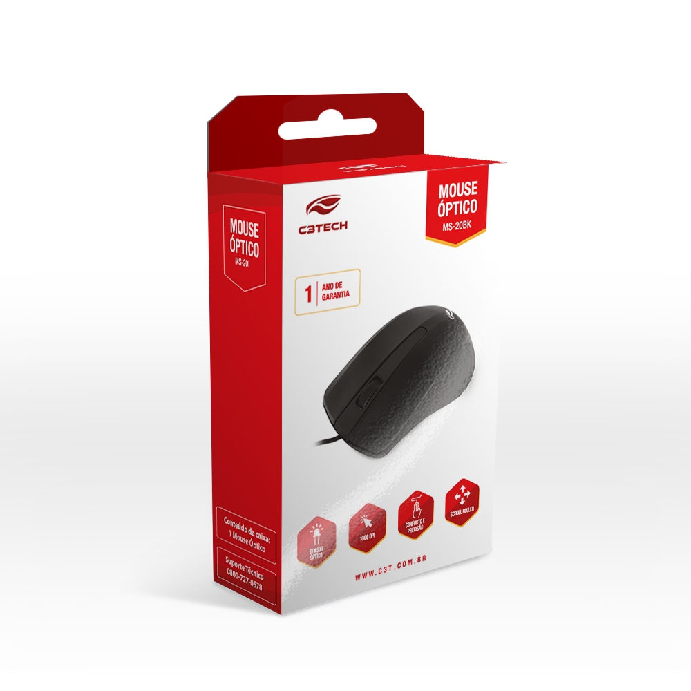 MOUSE C3TECH USB PRETO MS-20BK