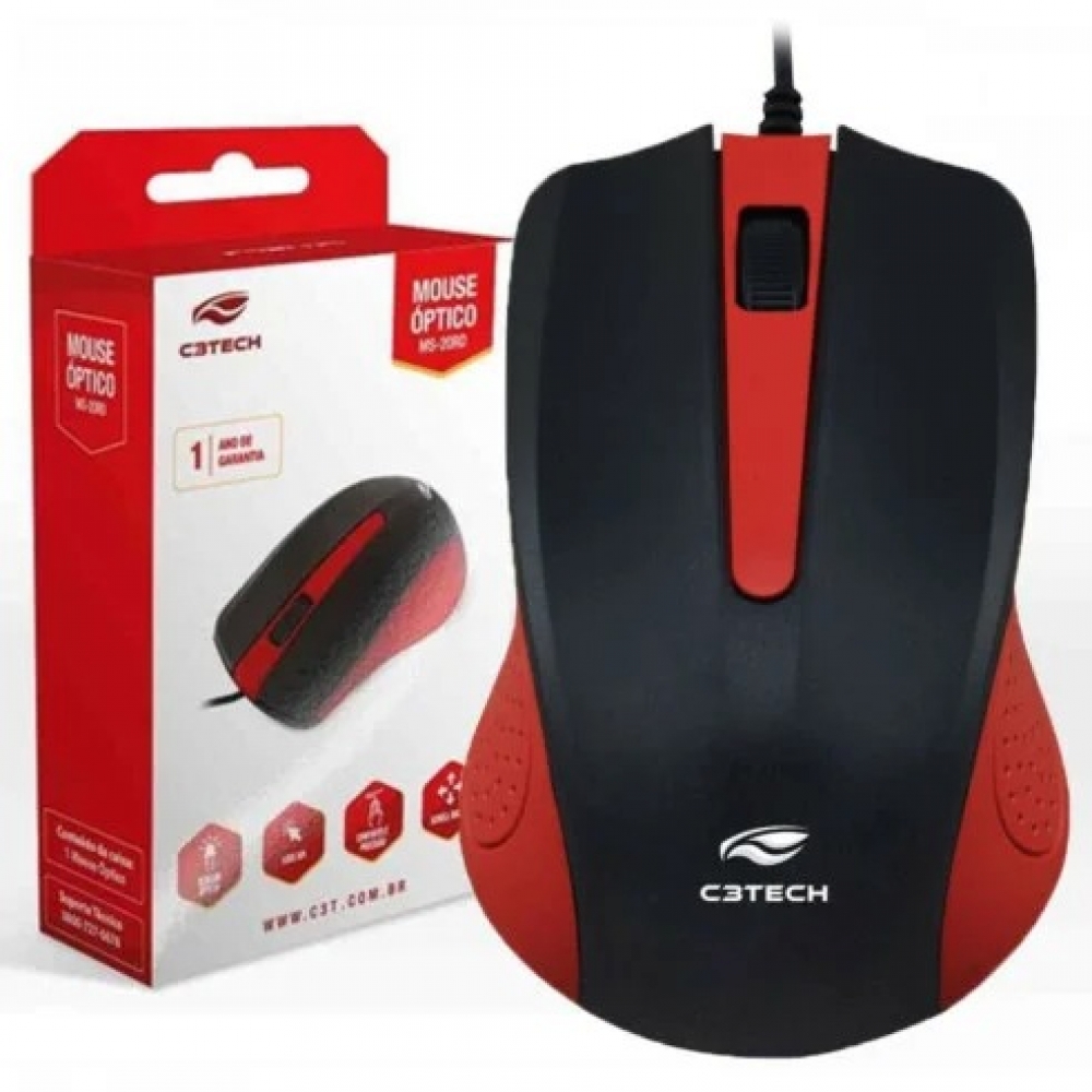 MOUSE C3TECH USB VERMELHO MS-20RD