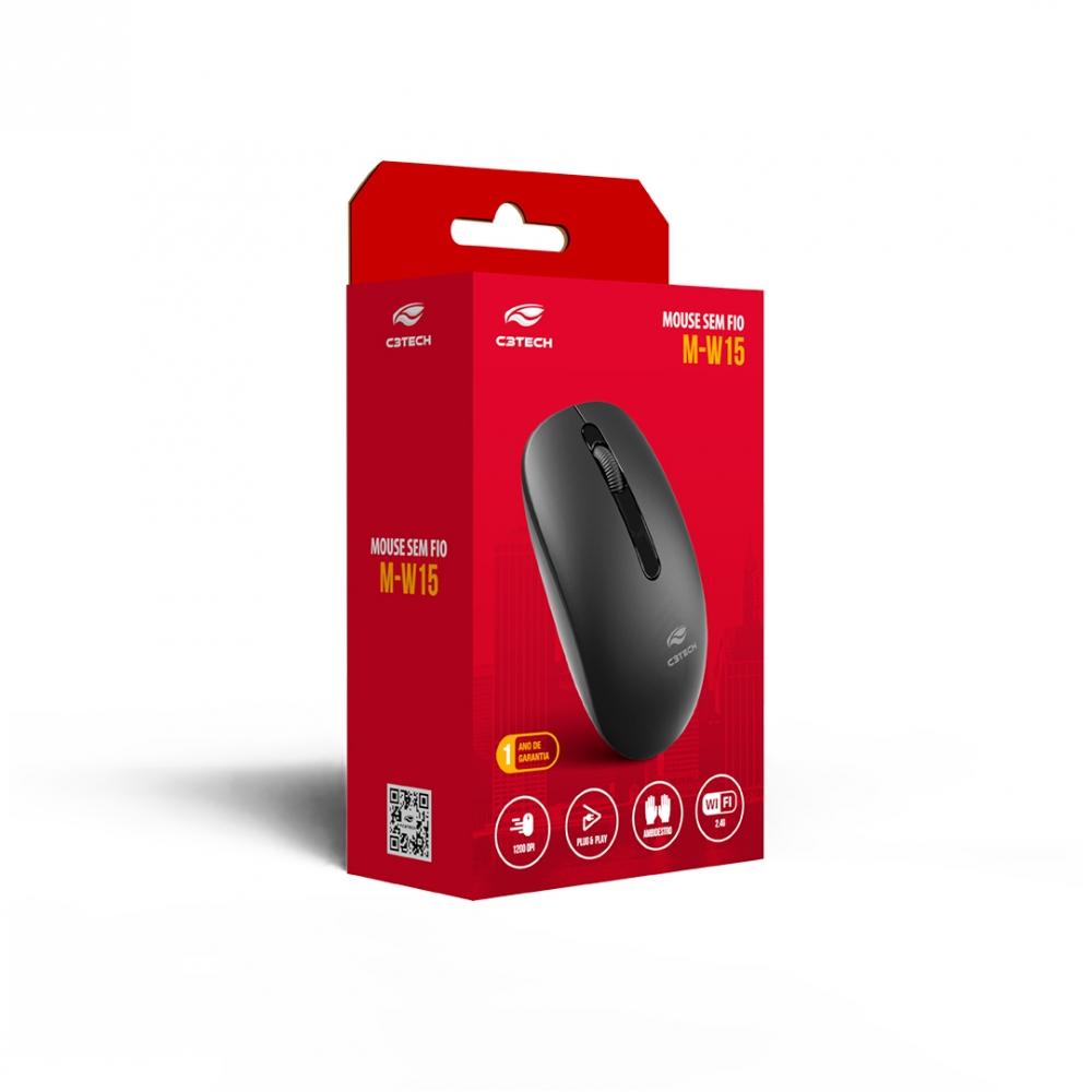 MOUSE S/FIO M-W15BK PRETO C3TECH