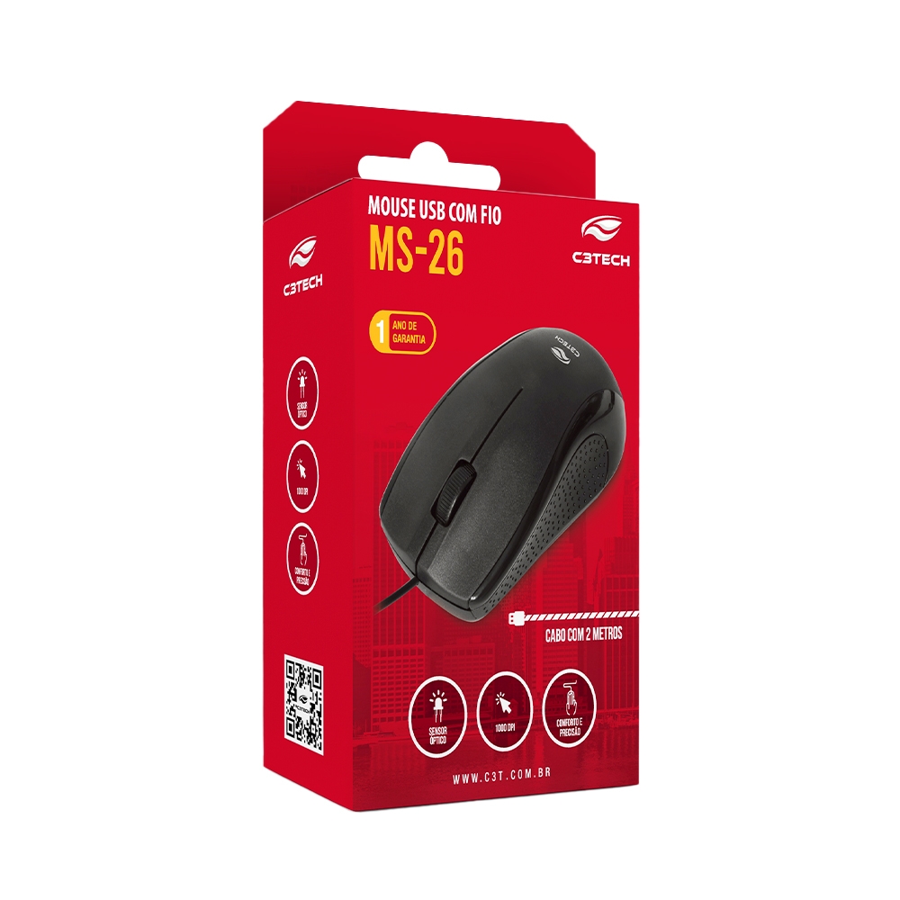 MOUSE C3TECH USB PRETO MS-26BK