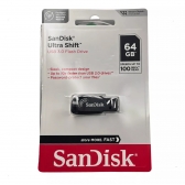 PEN DRIVE SANDISK ULTRA SHIFT PENDRIVE 64 GB 3.0 PRETO 10X MAIS RÁPIDO