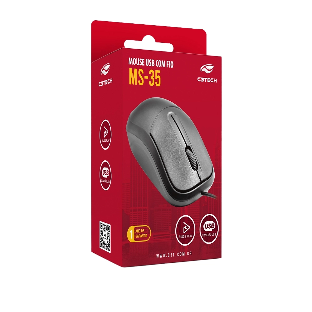 MOUSE C3TECH USB PRETO MS-35BK